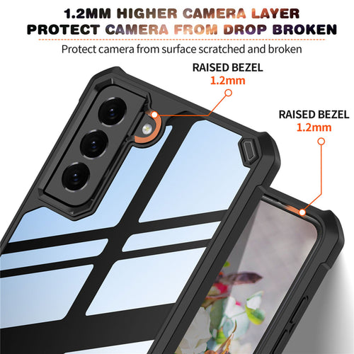 the raised bezel surrounding the camera and the edge of the case offering additional protection to the phone in the event of a drop or fall