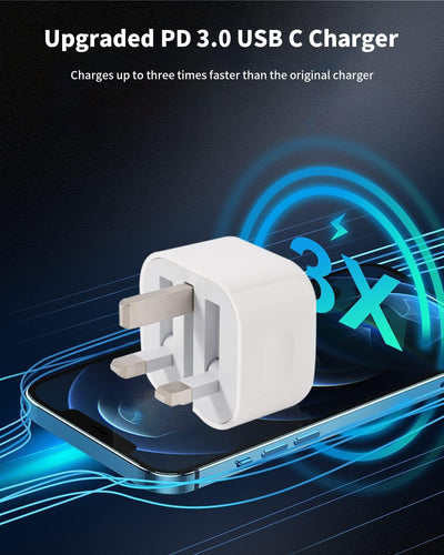 USB-C Super Fast Charger PD 3.0 + 1M Cable For iPhone 15 16 17 and Samsung