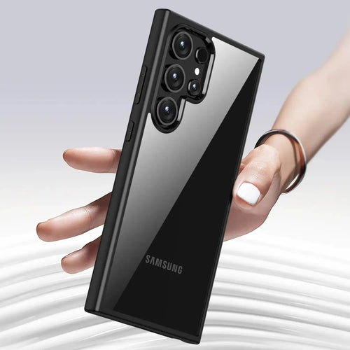 the phone case on a Samsung phone held in a hand