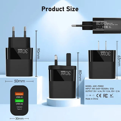30W Wall Plug Charger product size