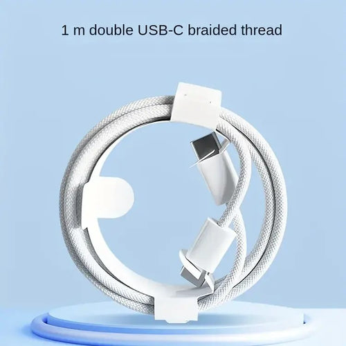 The cable with packaging highlighting the nylon braided coating