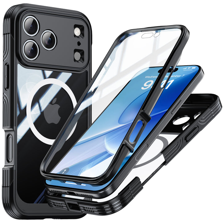 Heavy Duty 360 Full Body iPhone Case with Built-in 9H Tempered Glass Screen Protector – MagSafe Compatible, Military Grade 6M Drop Protection
