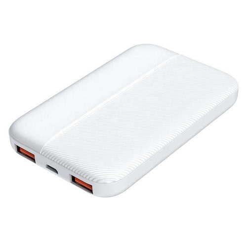 white powerbank 5000mah very slim on white background