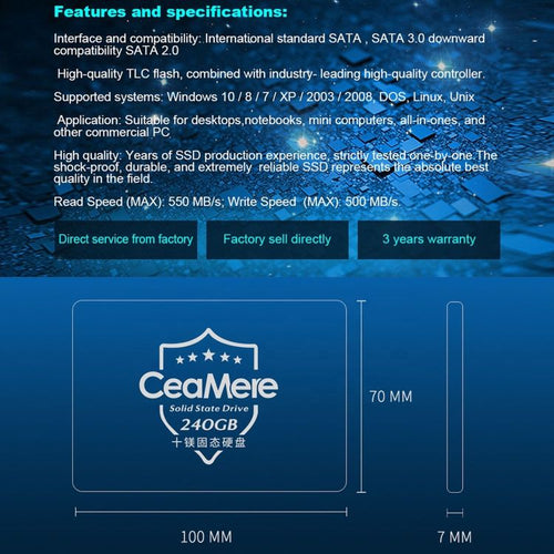 CEAMERE SSD 2.5'' Internal Hard Drive 128GB Solid Drive with Warranty