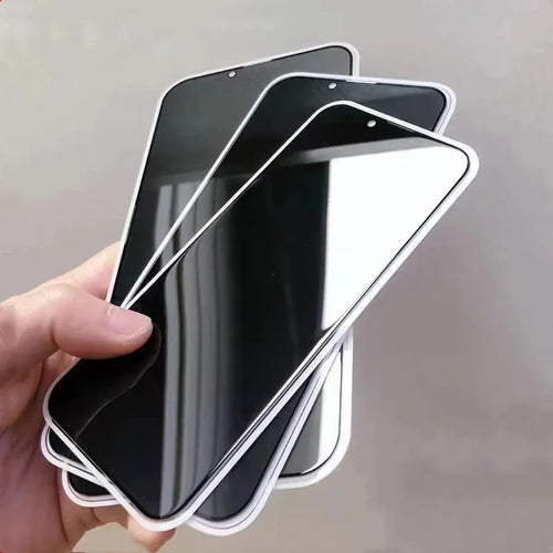 real pictures of three privacy screen protectors held in a hand