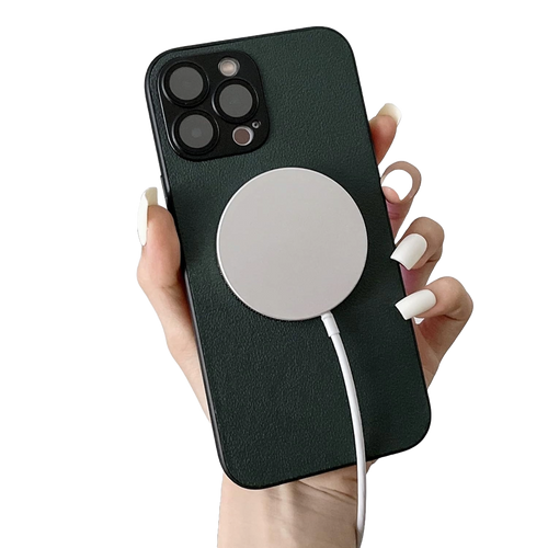 an iphone in the AMMAZE case with a phone charger attached to the magnetic  case