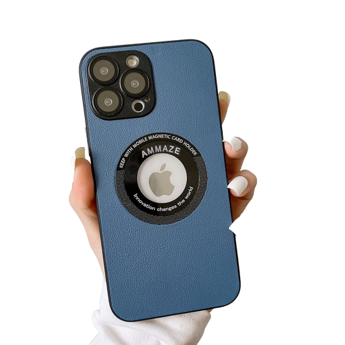 back view of the AMMAZE case showing the camera lens protector and the magnetic ring