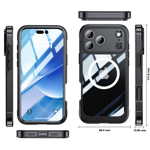 Heavy Duty 360 Full Body iPhone Case with Built-in 9H Tempered Glass Screen Protector – MagSafe Compatible, Military Grade 6M Drop Protection