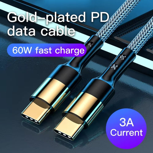 Premium 60W USB-C to USB-C Gold-Plated PD Fast Charging Cable | MM Trade