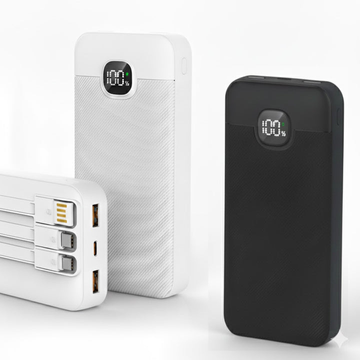 Fast Charge 22.5W Power Bank 10000mAh with Digital Display | Black & White