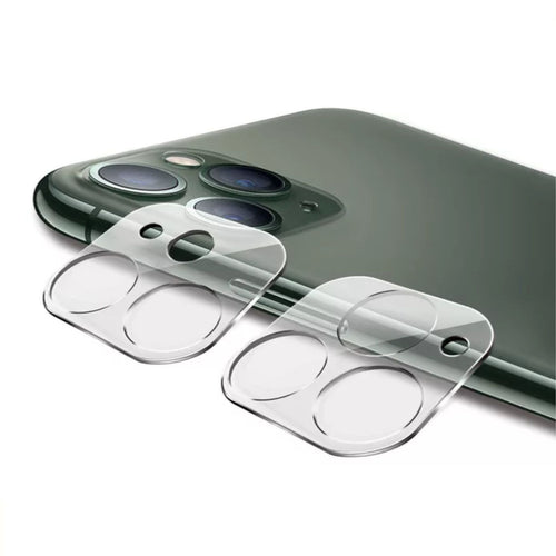 two camera protectors resting against the edge of an iphone