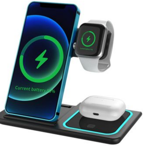 3in1 Wireless Station Dock FAST Charger For Apple iPhone & Android FOLDABLE