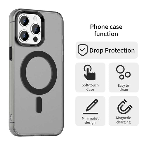Phone case for iPhone 17 PRO with features listed on a white background