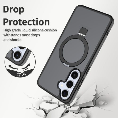 Phone case with drop protection feature and liquid silicone cushion on a white background designed for samsung s24 or s25 in all variants