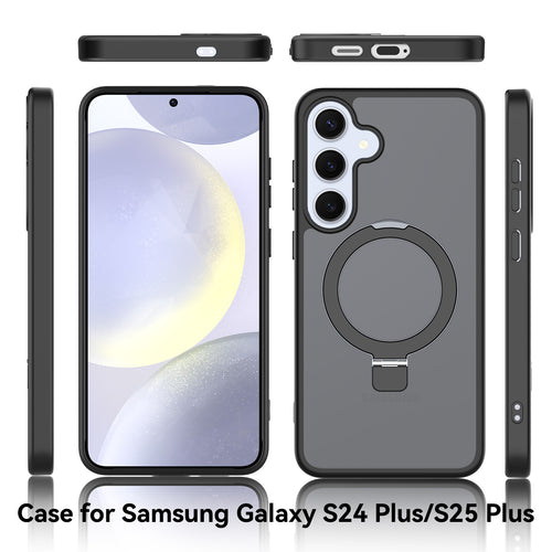 Phone case with magnetic ring for Samsung Galaxy S24/S25 on a white background