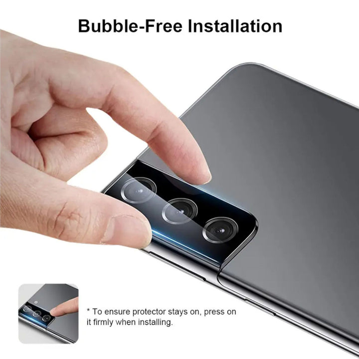 Applying a camera lens protector to a Samsung phone