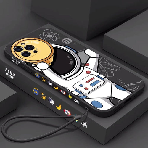 Black astronaut silicone phone case for iphone