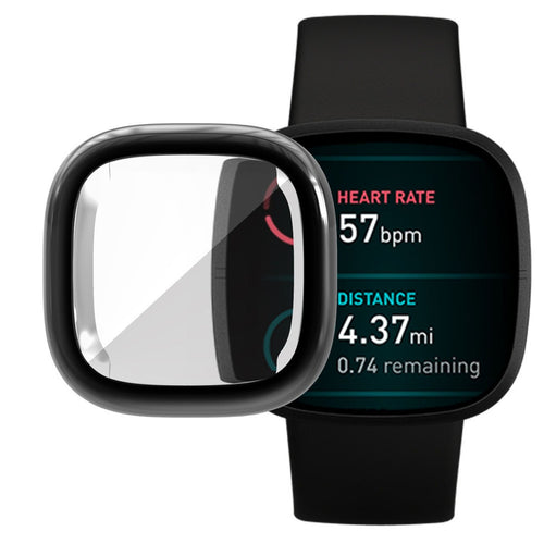 2in1 VERSA 2,3,Sense Fitbit CASE and Screen Protector in Black or Clear