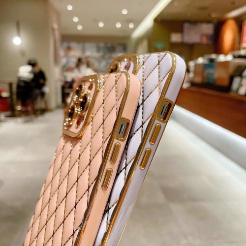 White and gold phone case for iphone showing electroplated golden elements