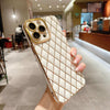 white and golden phone case for iphone in restaurant background