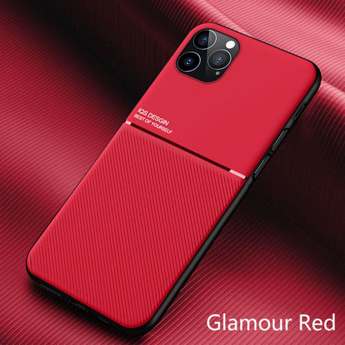 Elegance Phone Case For iPhone: Shockproof Cover with Built-in Magnetic Car Holder Plate
