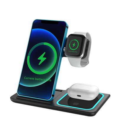 3in1 Wireless Station Dock FAST Charger For Apple iPhone & Android FOLDABLE