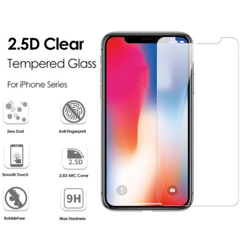 Glass screen protector with indicated features like anti fingerprint, bubble free protection or 9h hardness