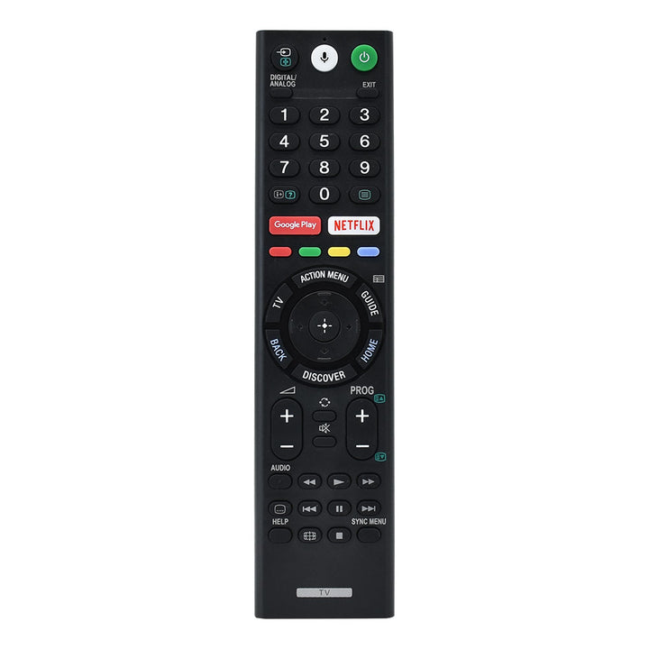 Sony Voice remote control in Black with Netflix and google shortcuts on white background